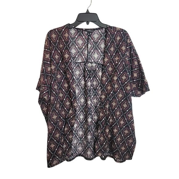 Torrid Black Argyle Print Open Front Short Sleeve Cardigan Womens Sz 1X - Picture 1 of 9